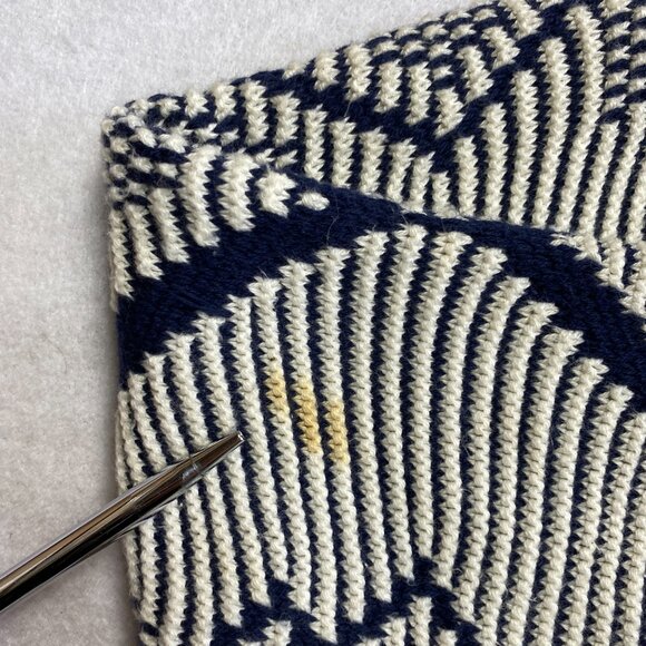 VINTAGE Jantzen Sweater Mens L Blue Geometric Pullover 90s Grunge - Picture 8 of 13